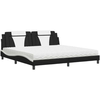 vidaXL Vidaxl - Cama Con Colch&oacute;n Cuero Sint&eacute;tico Negro Y Blanco 200x200 Cm