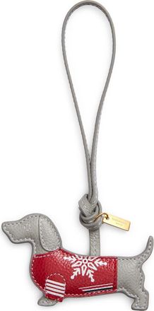 Thom Browne Hector in Sweater Leather Bag Charm in Light Grey at Nordstrom