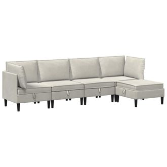 vidaXL Juego De Muebles De Sal&oacute;n Con Coj&iacute;n 5 Pcs Crema Terciopelo Vidaxl