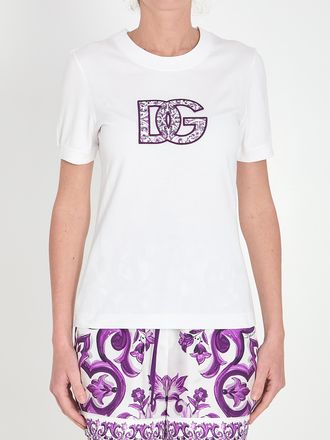 Dolce & Gabbana Womens Maiolica T-shirt - White Cotton - Size EU 36 (Womens)