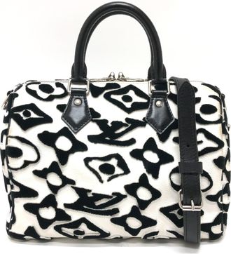 Louis Vuitton Black Monogram White Monogram Boston Bag (Pre-Owned)
