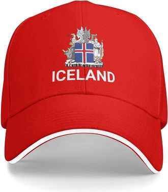 Generic Support Iceland Hat Icelandic Cap for Men Women I Stand with Iceland Emblem Coat of Arms Baseball Cap Red