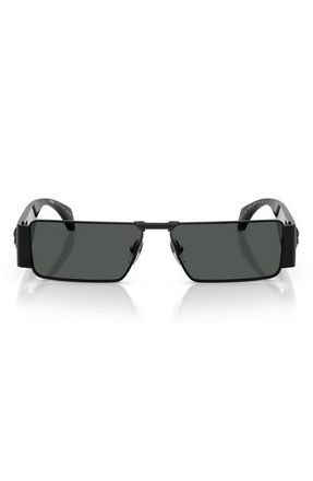 Versace 57mm Rectangular Sunglasses in Black /Dark Grey at Nordstrom