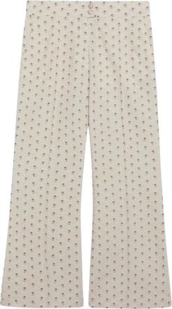 Valentino Gedrukte Pantalons met Wijde Pijpen - Dames - Wijde Broeken - Beige - S - Katoen - Broeken