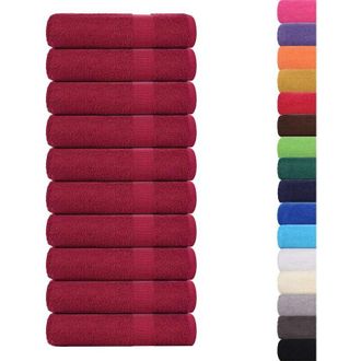 vidaXL Toallas De Mano 10 Uds Burdeos 50x100cm 360 G/m&sup2; 100% Algod&oacute;n Vidaxl