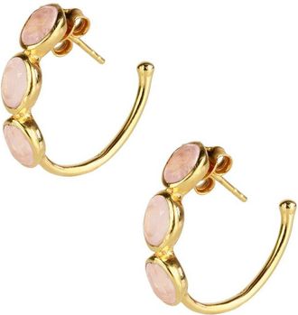 Saachi Saachi Rose Quartz Triple Rose Quartz Hoops