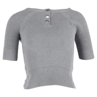 Chlo&eacute; Chlo&eacute; top met knoopdetails in grijs katoen