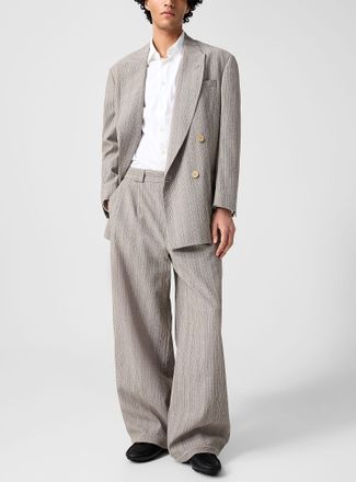 Emporio Armani Mens Textured virgin wool barrel-leg pants