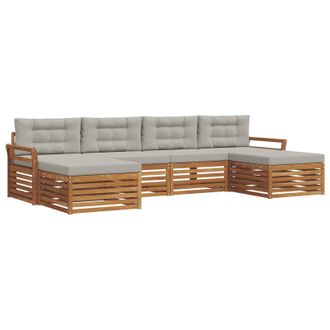 vidaXL Juegos De Sof&aacute;s Con Coj&iacute;n 6 Pcs Gris Natural Y Claro Vidaxl