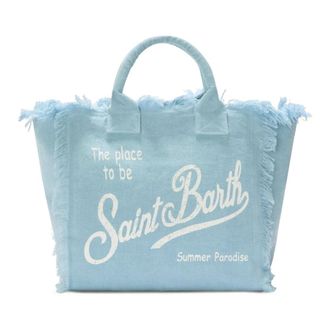 MC2 Saint Barth Tote Bags, female, Blue, Size: ONE SIZE Vanity Linen Shoulder Bag 31