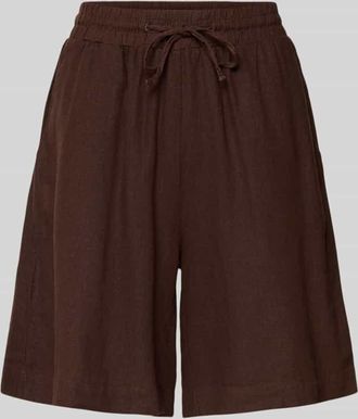 Freequent Leinenshorts mit elastischem Bund Modell Lava in Dunkelbraun, Gr&ouml;&szlig;e XXL