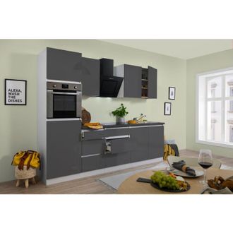 Respekta Cucina Mobile Cucina Blocco Vuoto Senza Maniglie Bianco Grigio Lorena 270 cm Respecta