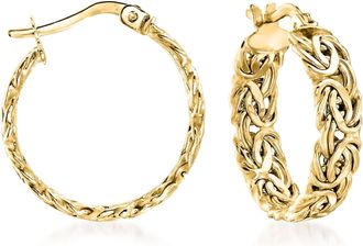 Ross-Simons 14kt Yellow Gold Byzantine Hoop Earrings