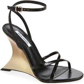 Steve Madden Layers Ankle Strap Wedge Sandal in Black at Nordstrom Rack, Size 9.5