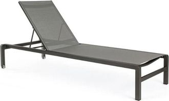 BIZZOTTO Lettino prendisole in alluminio verniciato Konnor con ruote, ideale per piscina e giardino -Antracite / Confezione da 1 Pezzo