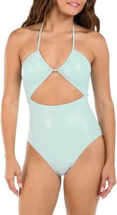 Citrus Iridescent Cutout One-Piece Swimsuit in Mint at Nordstrom Rack, Size X-Large