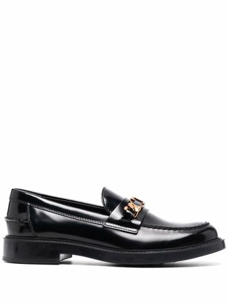 Tod's logo-plaque leather loafers - Black