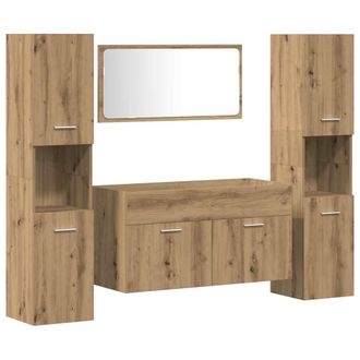 vidaXL Vidaxl - Juego De Muebles Ba&ntilde;o 4 Piezas Madera Ingenier&iacute;a Roble Artisan