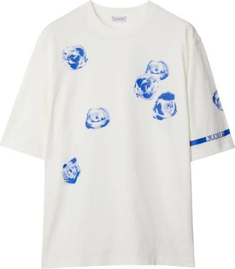 Burberry T-shirts en Polos met rozenprint - Heren - T-shirts - Wit - S - Katoen - Tops