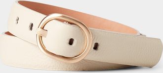 Simons Womens Gold oval-buckle leather belt