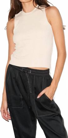 LnA Womens Double Layer Ribbed Tank Top In Bone