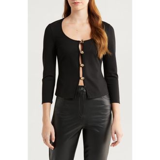 Reformation Owen Knit Top in Black at Nordstrom Rack, Size X-Large
