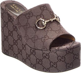 Gucci Horsebit Leather Wedge Sandal