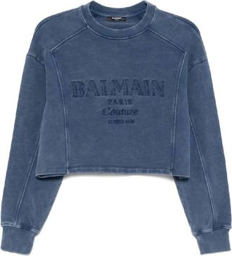 Balmain Couture Logo Embroidered Cotton Sweatshirt, Size X-Small