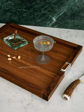 Lorenzi Milano Wood and Stag Antler Tray (20.5in/52cm)