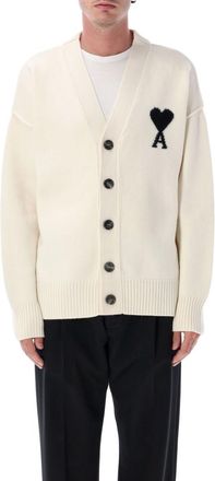 Ami Off White Signature Cardigan