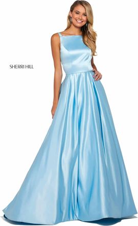 Sherri Hill Mikado A-Line Prom Gown In Light Blue