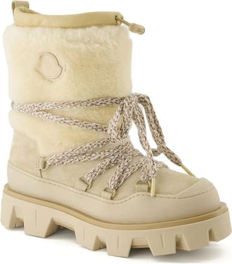 Moncler Peak Après shearling lace-up ankle boots - women - Calf Suede/Polyamide/Elastodiene/Lambskin/Calf Leather/Neoprene/Mesh/Thermoplastic Pol