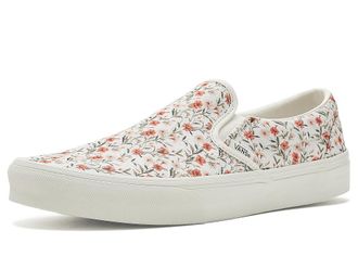 Vans Classic Slip-On Checkerboard Skate Shoes Floral Marshmallow/Multi : Mens 11 - Womens 12.5 Medium, Canvas/Leather/Suede