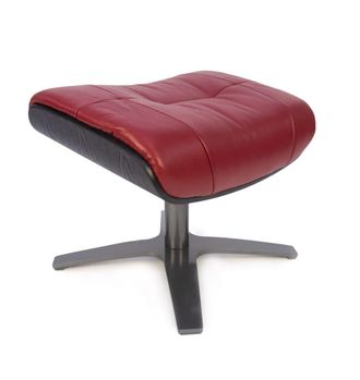 MyNewDesign Puf de piel rojo y roble negro