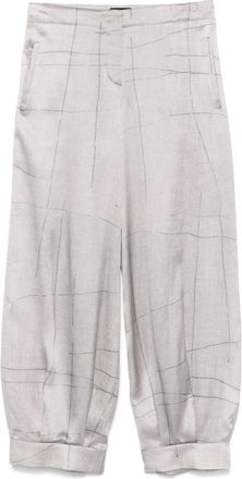 Giorgio Armani Pantaloni in seta con stampa - Grigio