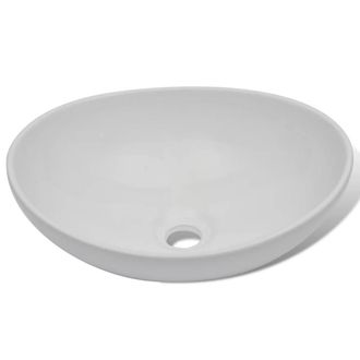 Berkfield Home Elegant Bathroom Basin with Mixer Tap Ceramic Oval White