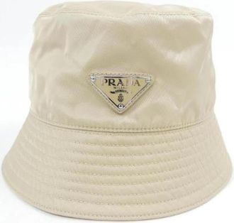 Prada Pre-owned Triangle Logo Re-Nylon Hoed - Heren - Vintage Accessoires - Beige - ONE Size - Nylon - Vintage