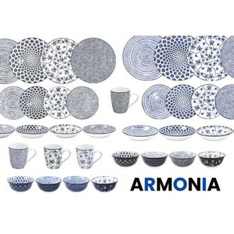 Ibili Servizio Piatti Porcellana Armonia Blu - 12 Pz