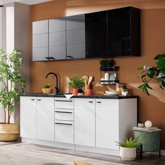 Dmora Cuisine, 2 Tiroirs 9 &Eacute;tag&egrave;res, 10 Portes, Blanc - Scerni