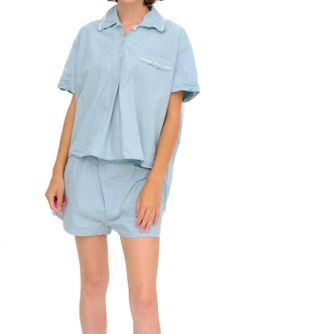 Domi Short Sleeve Pajama Shirt In Sterling
