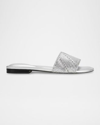 Marc Fisher Murphy Metallic Woven Flat Slide Sandals