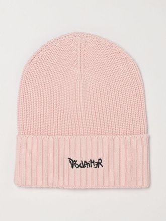 Disclaimer Beanie in cotone a maglia con logo ricamato e risvolto