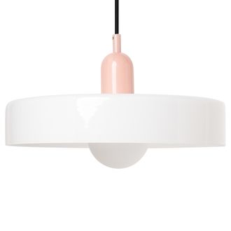 Beliani L&aacute;mpara Colgante De Vidrio Con Pantalla Circular Luminaria Moderna Blanco Paala