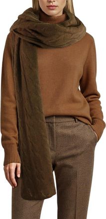 Portolano Cashmere Cable Knit Scarf in Marron Glace at Nordstrom Rack