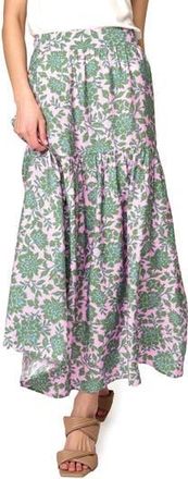 Gibsonlook Playa Floral Tiered High Waist Maxi Skirt in Rose Garden at Nordstrom Rack, Size X-Large