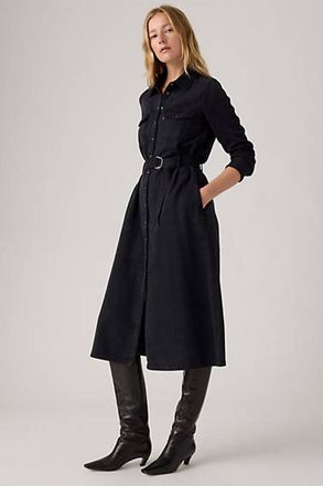 Levi's Maxi abito Quincey a maniche lunghe - Donna - 2XS - Nero / Mini Scrape