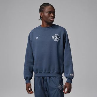 Nike Jordan Mens Jordan Brooklyn Crew-Neck Sweatshirt in Blue | IO9827-479