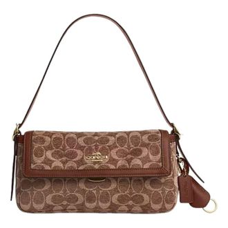 Coach (WMNS) COACH Etta Small Flap Shoulder Bag in Signature Chenille Light Khaki Vintage Brown CCV65-IMYN0