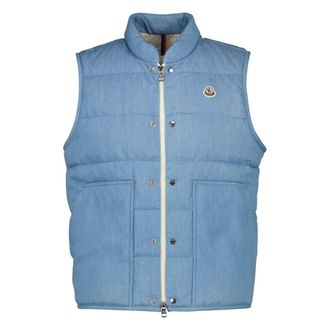 Moncler Vests, male, Blue, Size: S Heceta Denim Down Gilet