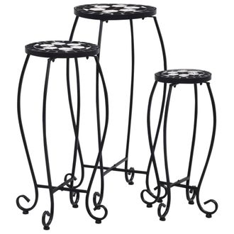 Berkfield Home Mosaic Tables 3 pcs Black & White Ceramic